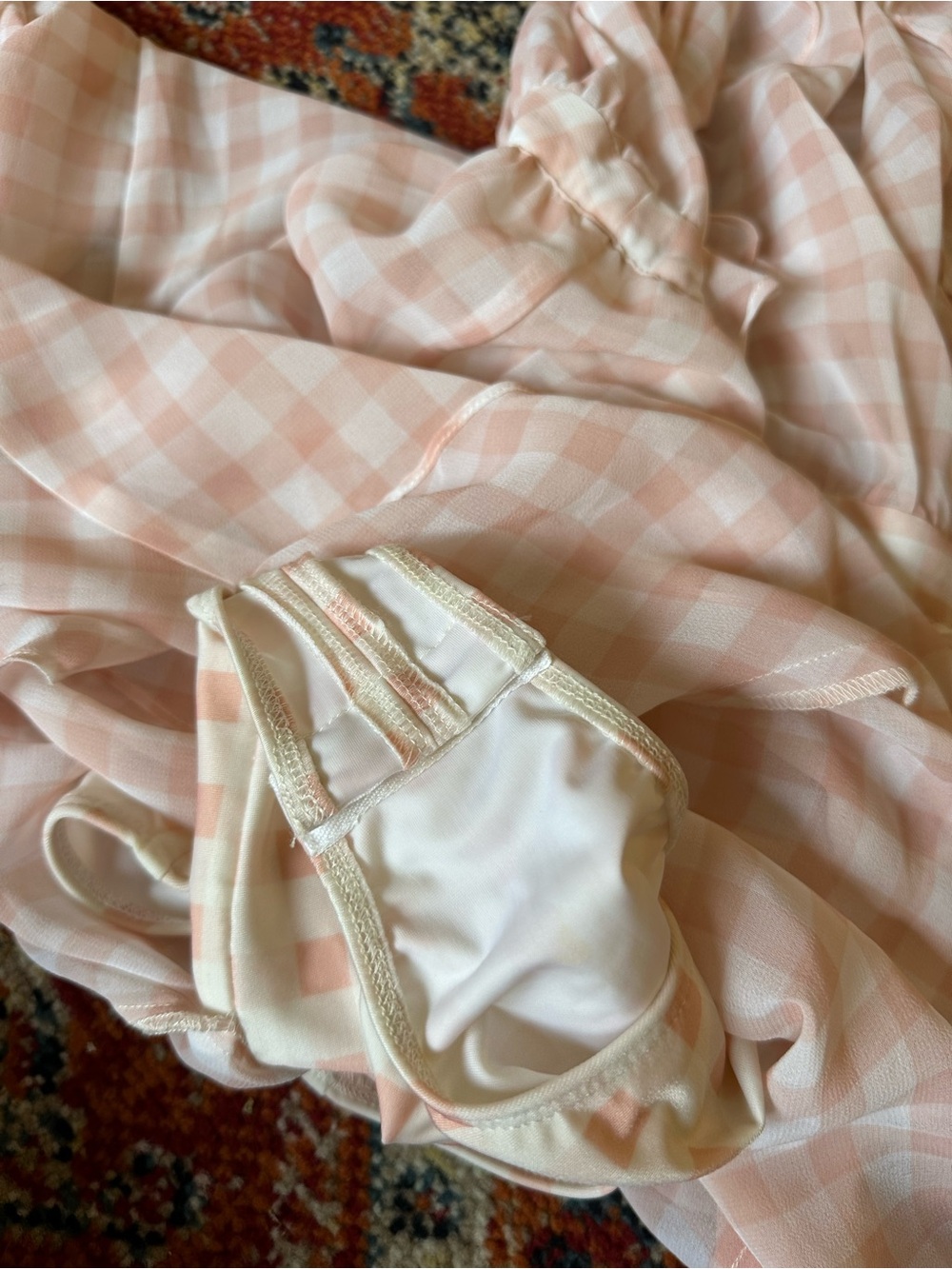 For Love & Lemons Peach and White Gingham Maxi Dress - Picture 4 of 10